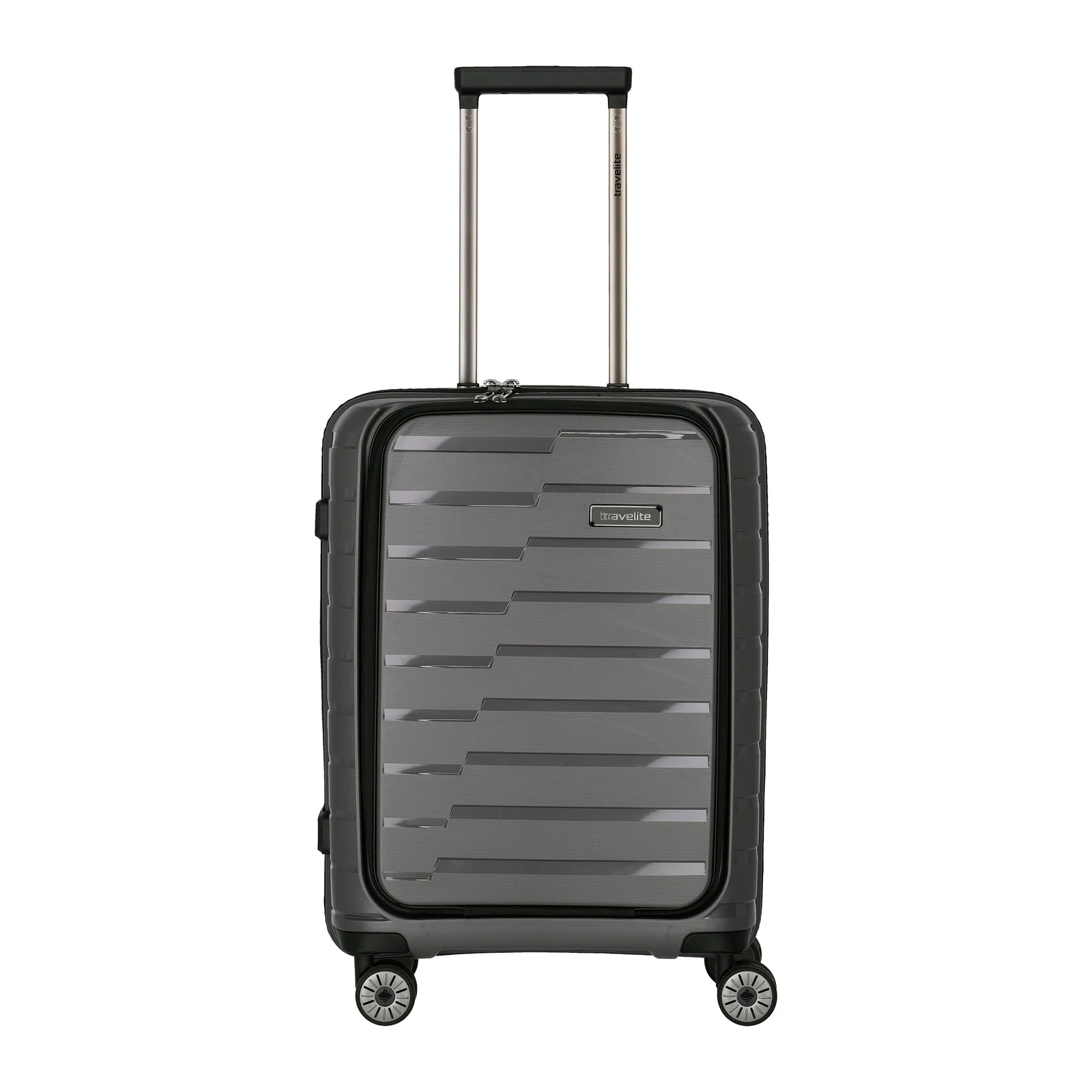 Travelite TL-AIRBASE-FP pelēks rokas bagāžas koferis — polipropilēns, 43L, 2.6 kg