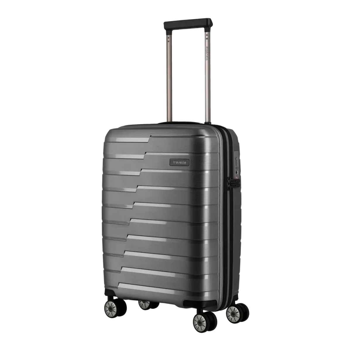 Travelite pelēks rokas bagāžas koferis — polipropilēns, 37L, 2.7 kg