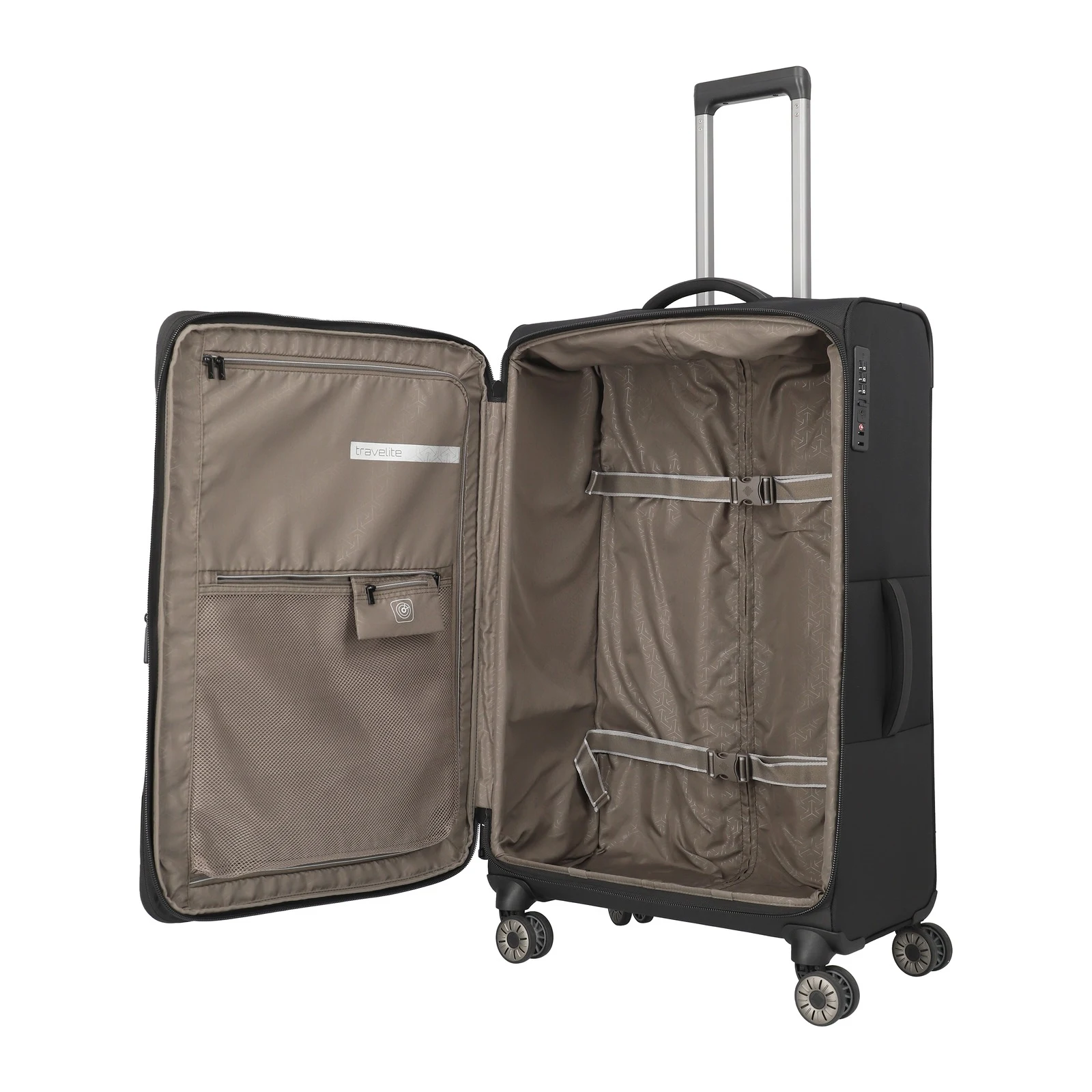 Travelite TL-CROSSLITE melns liels koferis — poliesters, 88/93L, 3.5 kg (skats 7) — 88/93L