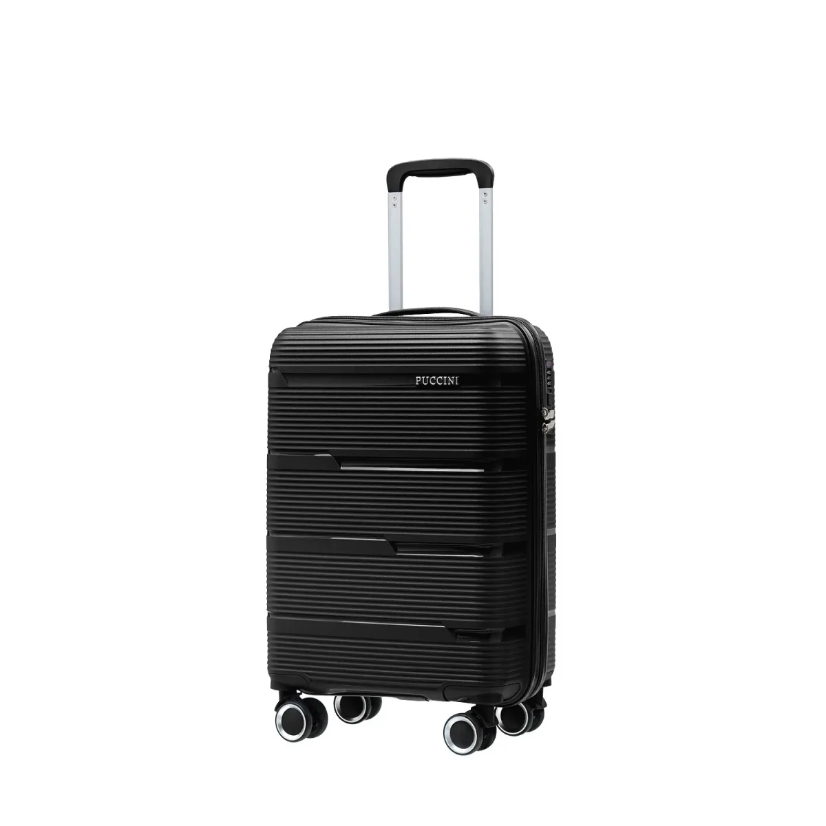 Puccini PP023C1 melns rokas bagāžas koferis — Polipropilēns, 36L, 2.6 kg