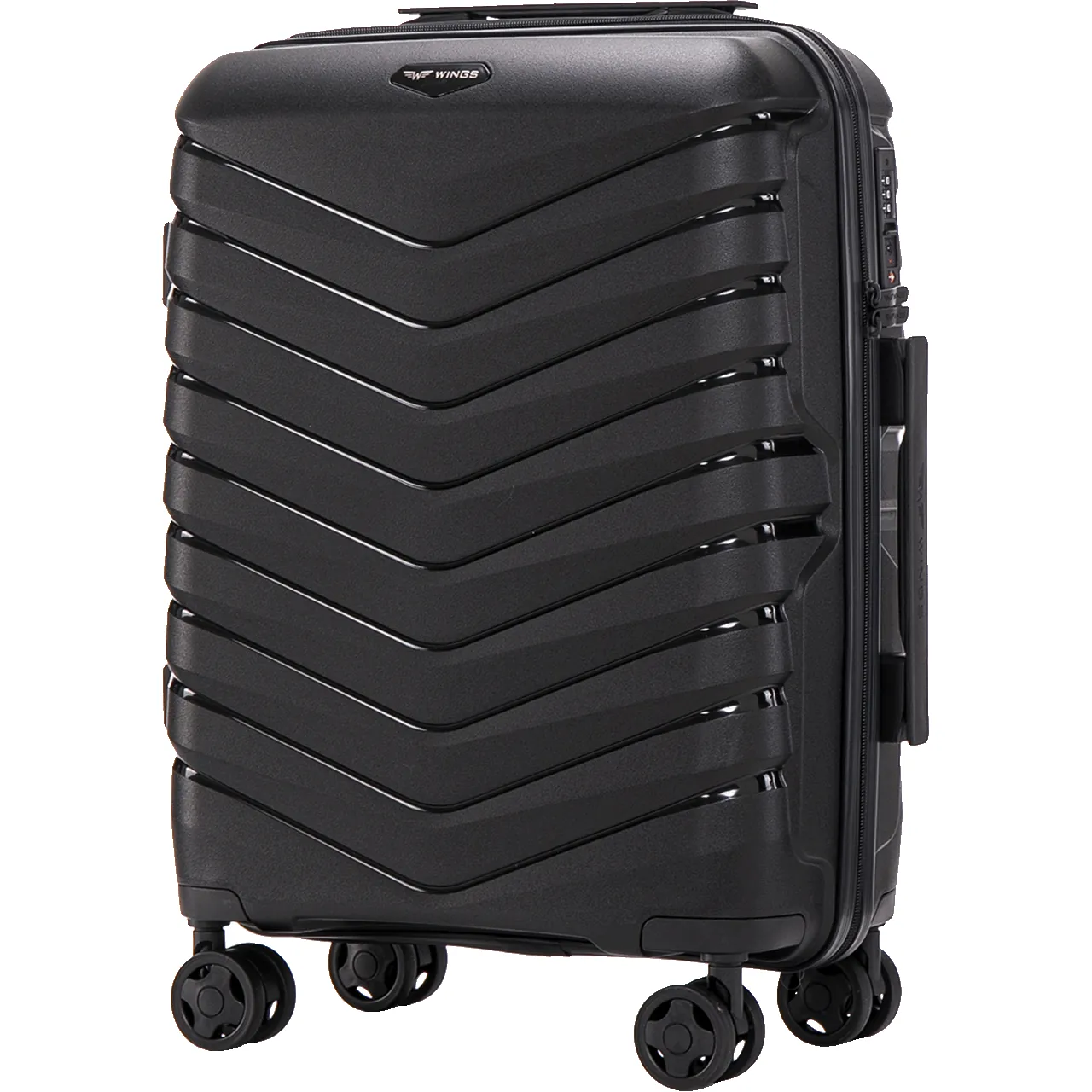 Wings PHX01 melns rokas bagāžas koferis — Polipropilēns, 39L, 2.5 kg