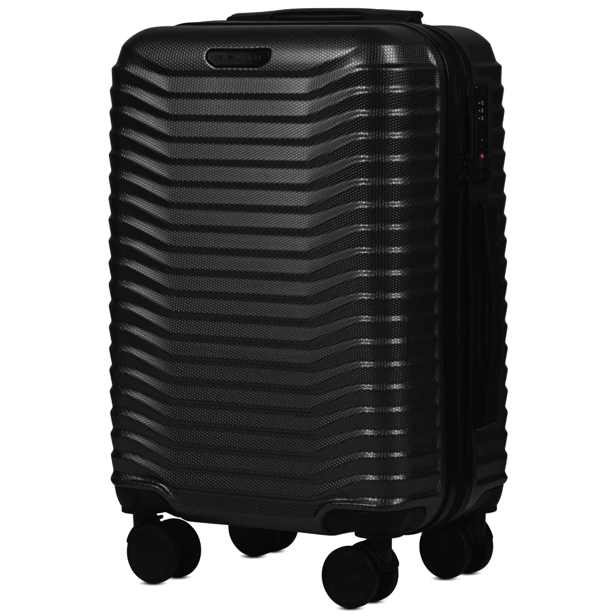 Wings PC140 melns rokas bagāžas koferis — Polikarbonāts, 38L, 2.5 kg