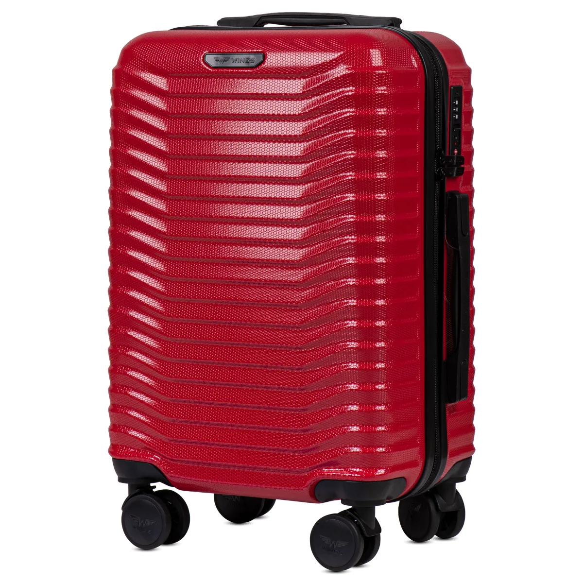 Wings PC140 sarkans rokas bagāžas koferis — Polikarbonāts, 38L, 2.5 kg