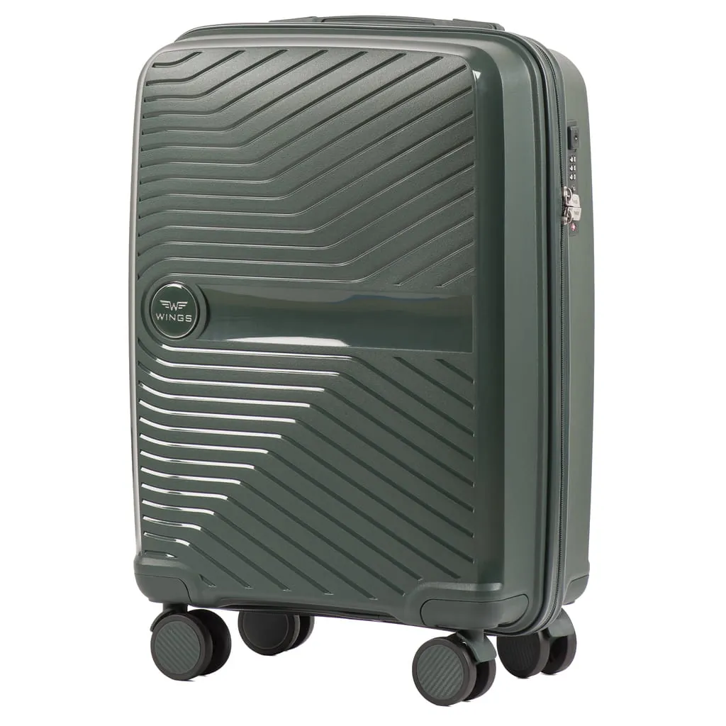 Wings DQ1810 zaļš rokas bagāžas koferis — Polipropilēns, 39L, 2.5 kg