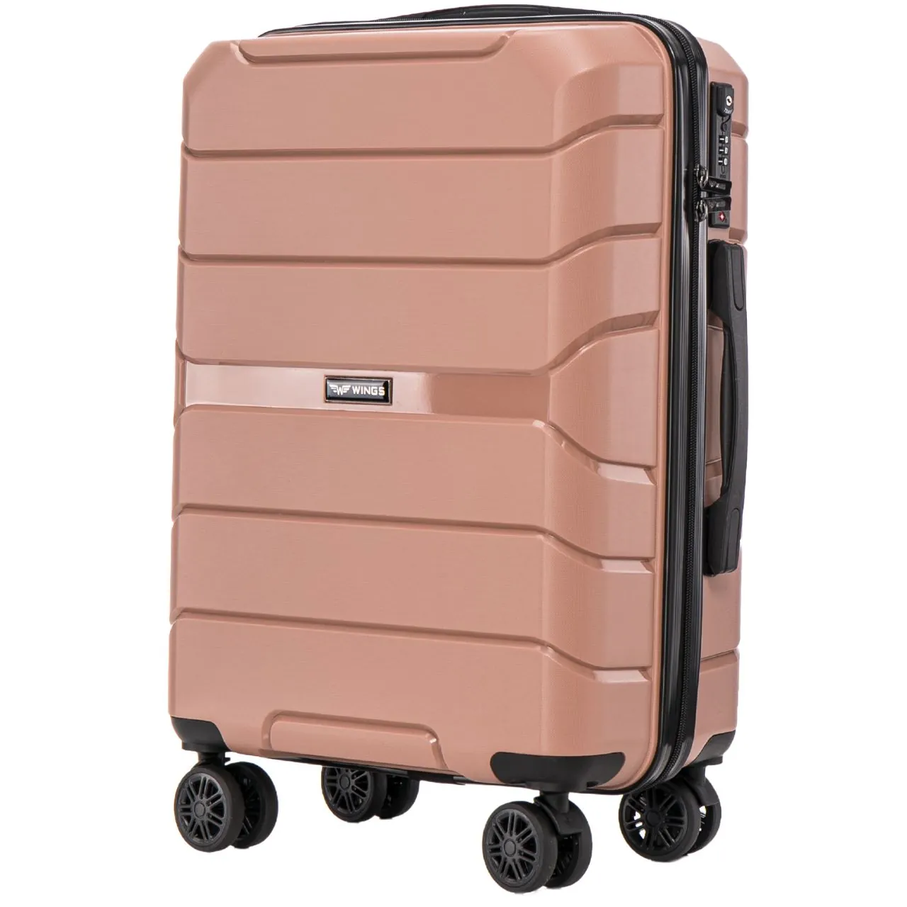 Wings Rose Gold rokas bagāžas koferis — polipropilēns, 43L, 2.75 kg