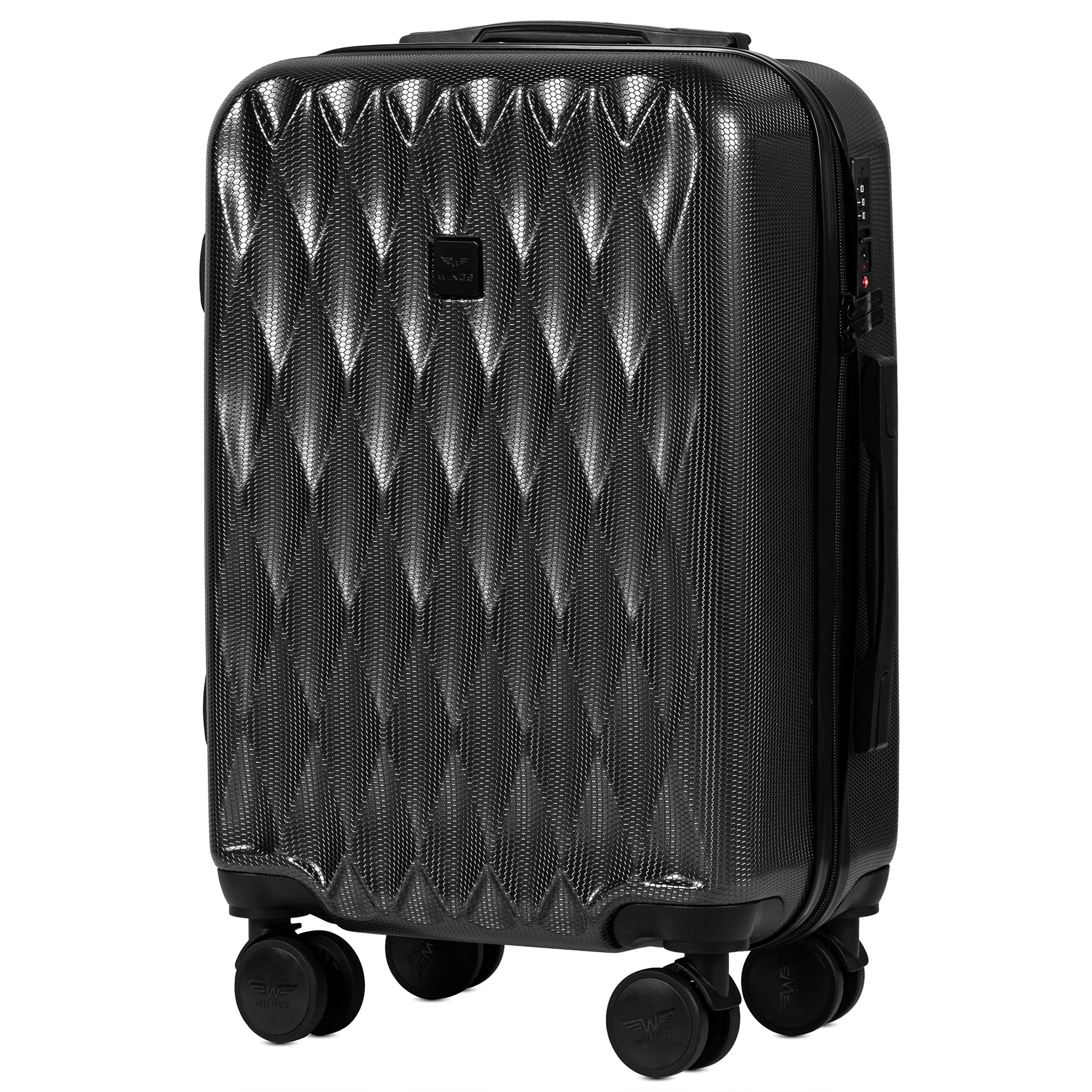 Wings PC190 tumši pelēks rokas bagāžas koferis — Polikarbonāts, 38L, 2.6 kg